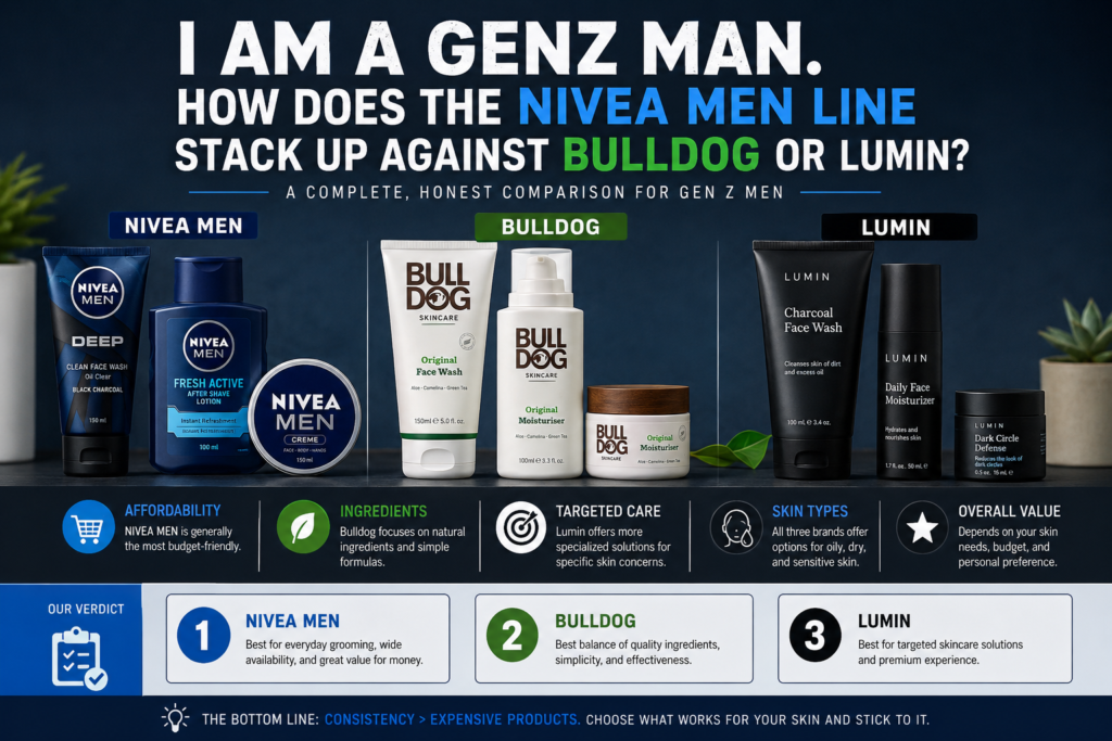 i am a genz man. how does the nivea men line stack up against bulldog or lumin?